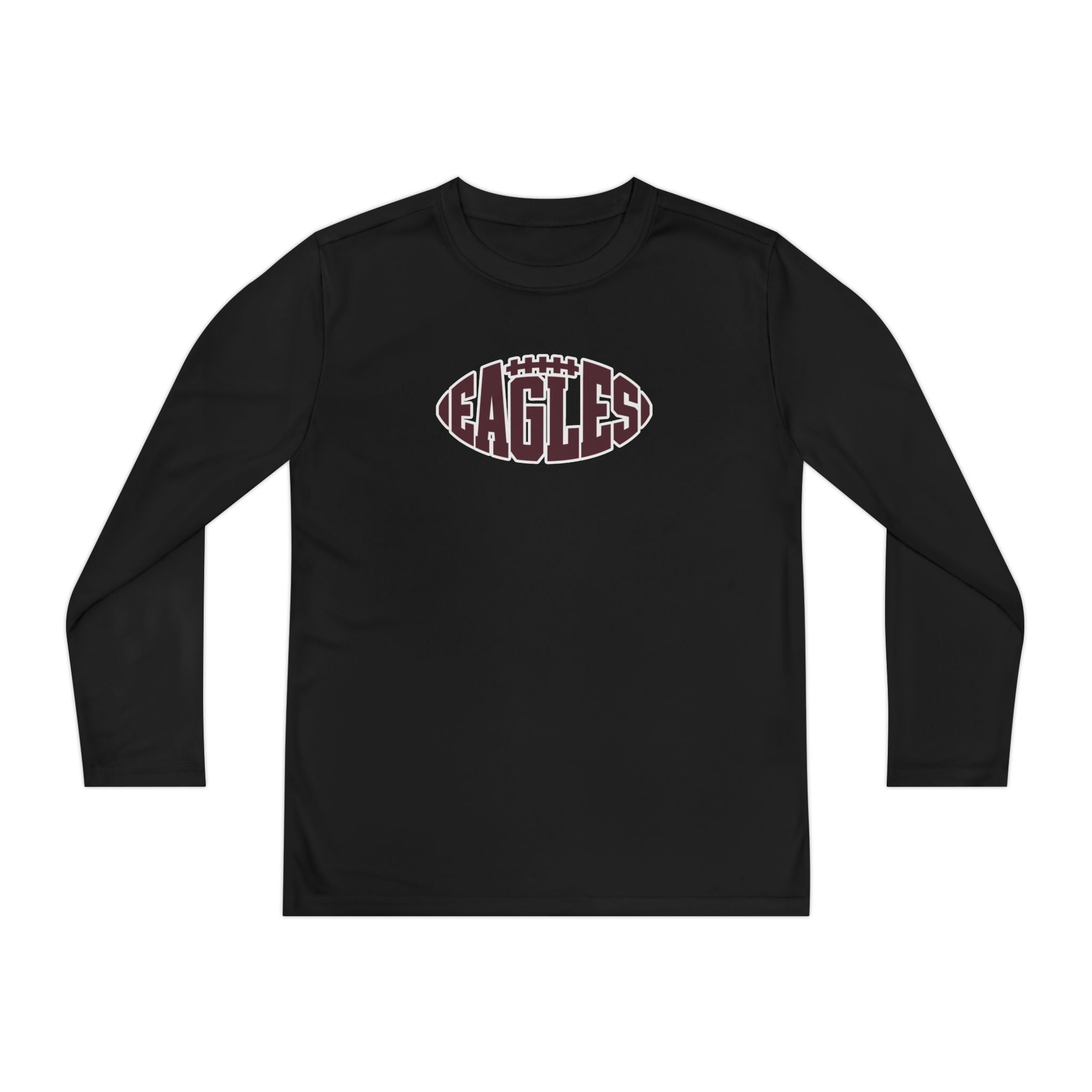 Youth New Albany Football Eagle Ball Graphic Sport-Tek Competitor Performance Long Sleeve Tee