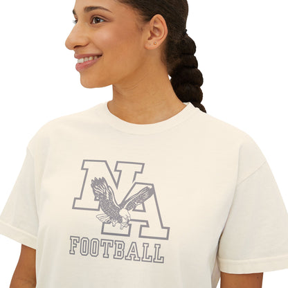 Women's New Albany Tonal Football Logo Graphic Boxy Crop Short Sleeve Tee