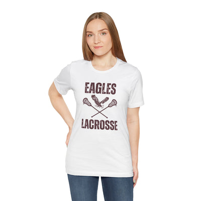 Adult Unisex Distressed Eagles Lacrosse Graphic Short Sleeve Soft Tee