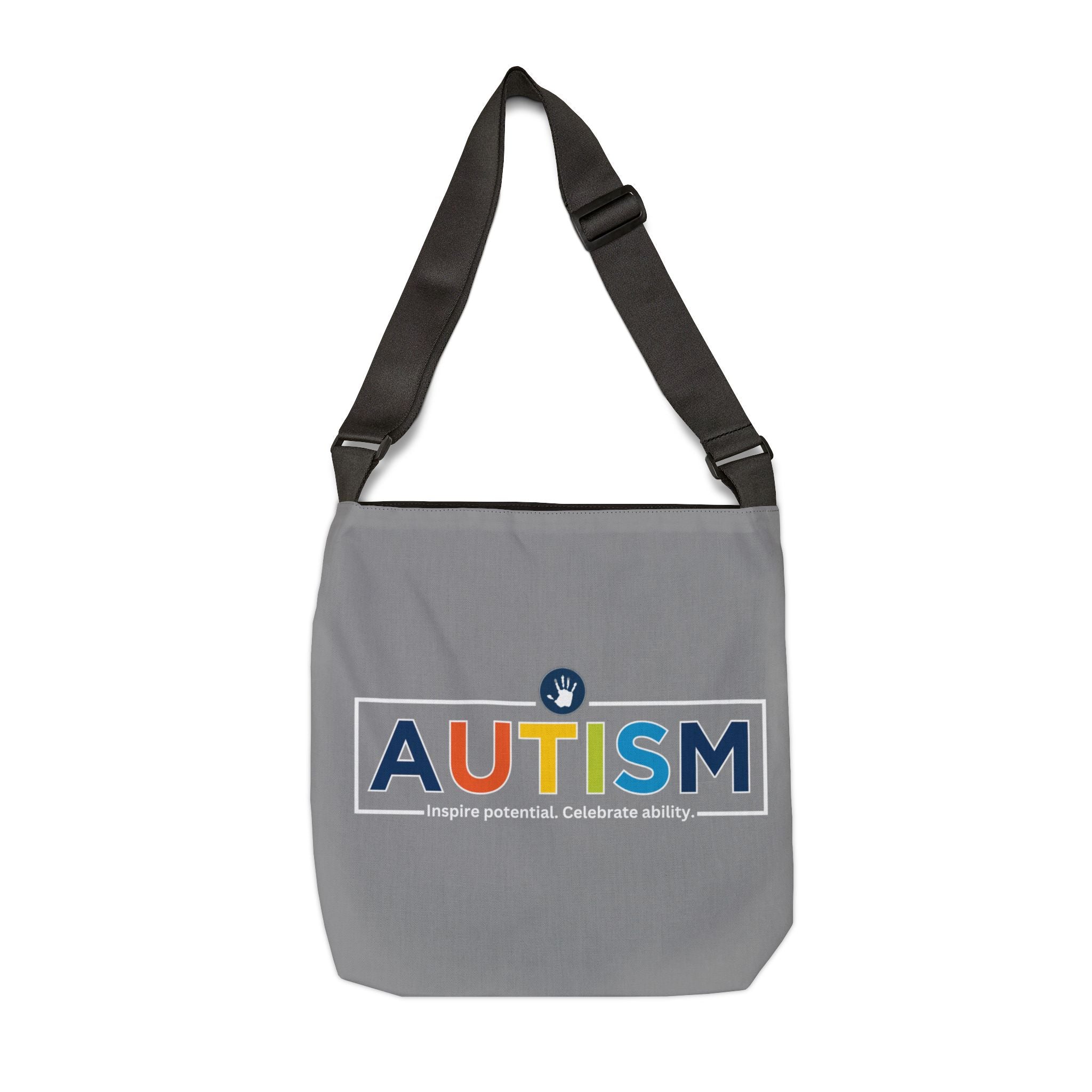 "Autism Inspire Potential Celebrate Ability" Bridgeway Graphic Adjustable Tote Bag