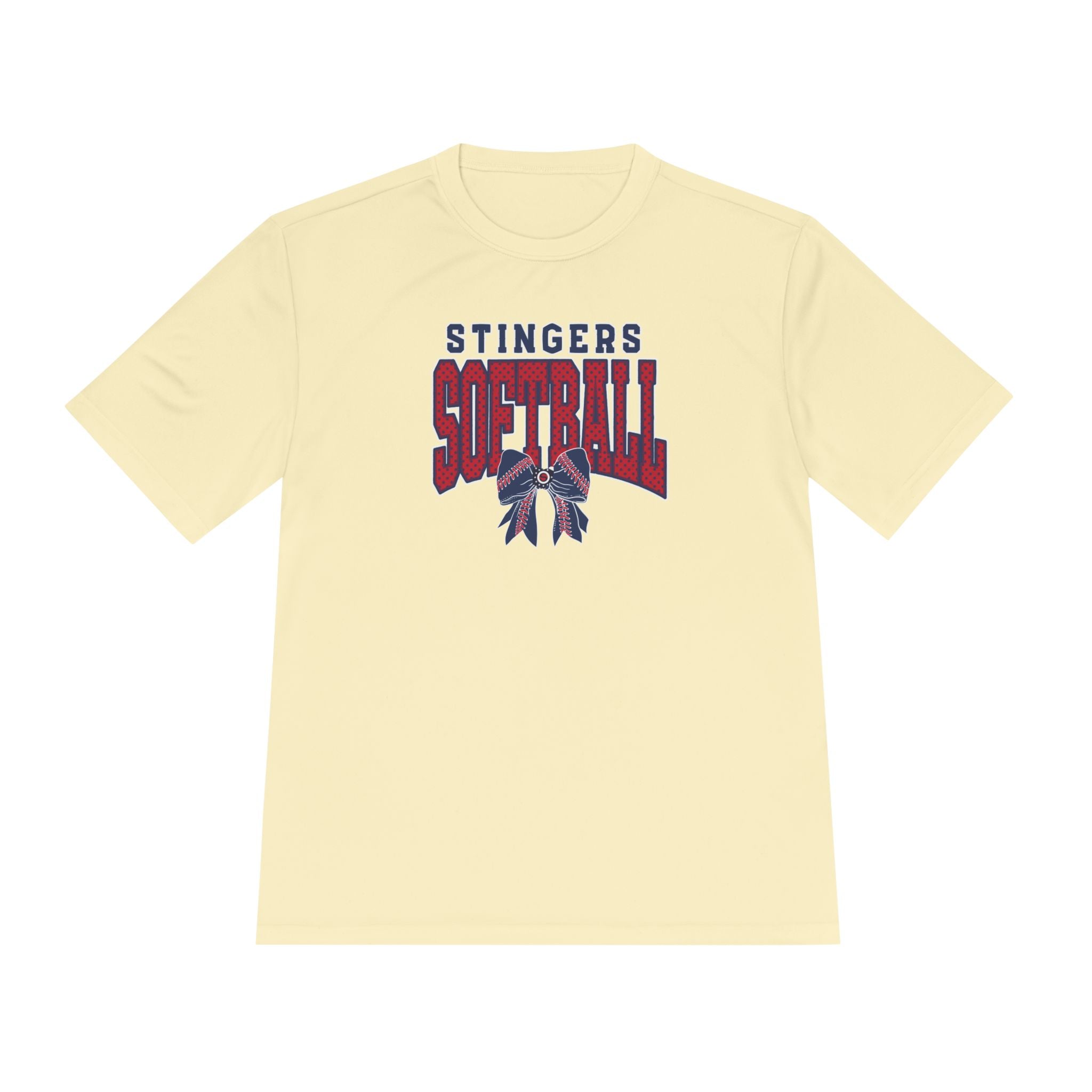 Adult Unisex Stingers Softball Stitched Bow Graphic Sport-Tek Competitor Performance Tee
