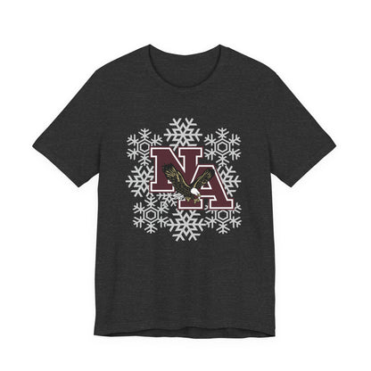 Adult Unisex New Albany Classic Logo Spirited Snowflake Graphic Short Sleeve Soft Tee