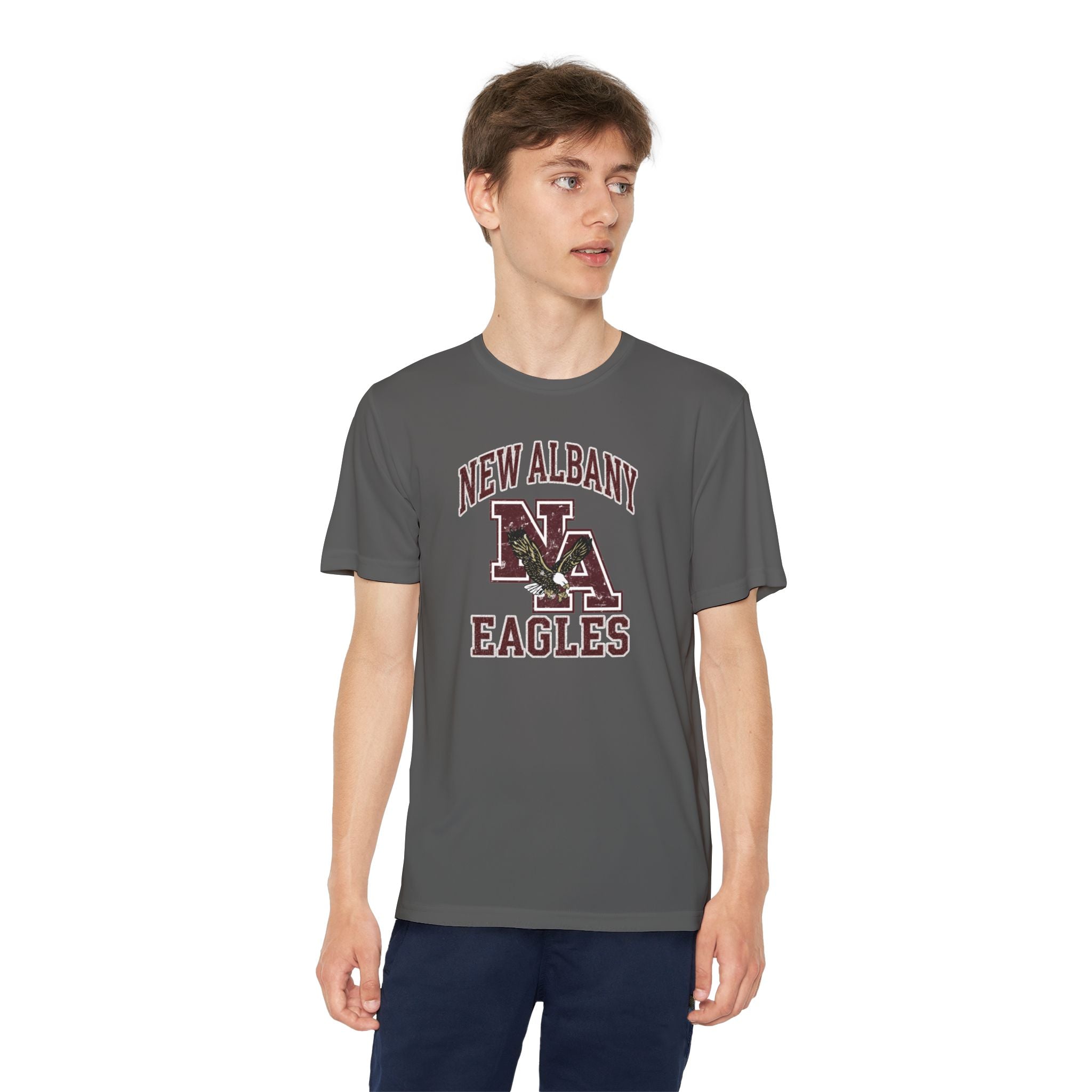 Youth New Albany Vintage Vibes Football Logo Graphic Sport-Tek Competitor Performance Tee