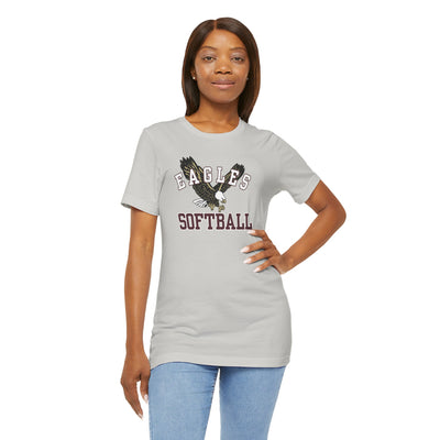 Adult Unisex Flying Softball Eagle Graphic Short Sleeve Soft Tee