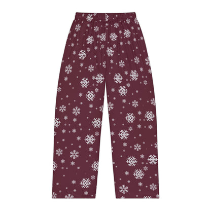 Women's Columbus Academy Vikings Spirited Snowflake Maroon Printed Pajama Pants FINAL