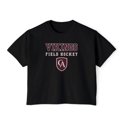 Women's Columbus Academy Vikings Field Hockey Graphic Boxy Crop Short Sleeve Tee