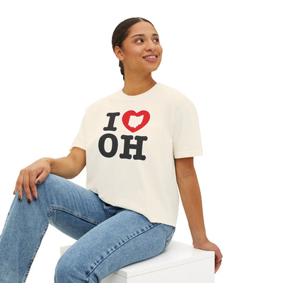 Women's I Heart OH Graphic Short Sleeve Boxy Crop Tee