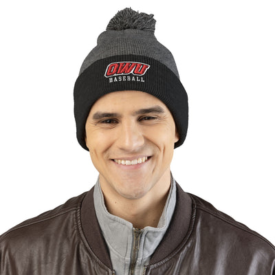 OWU Baseball Pom Pom Knit Hat with Embroidered Logo