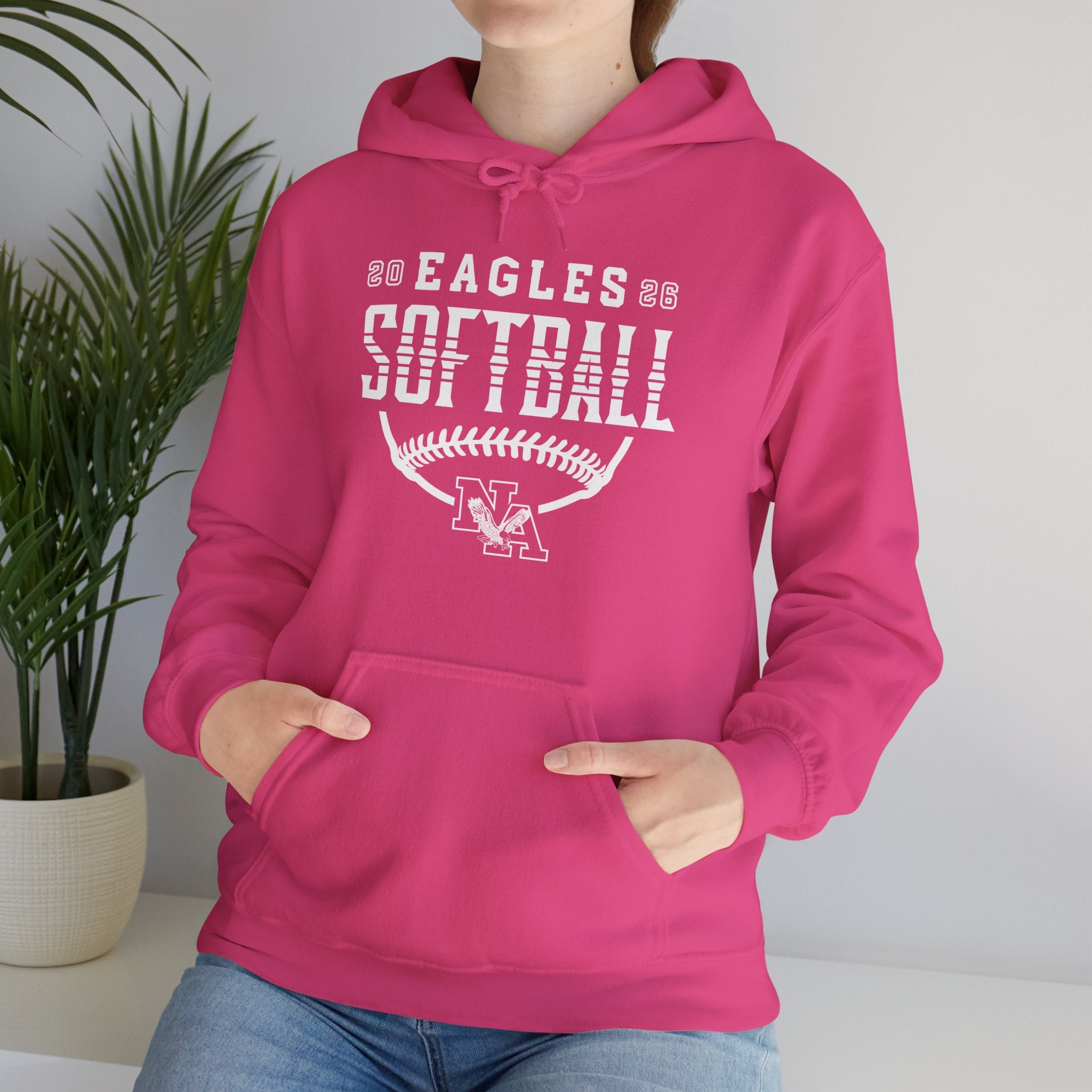 Adult Unisex New Albany Eagles Softball Strong Striped Graphic  Hoodie