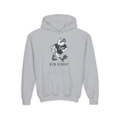Youth New Albany Black and White Vintage Fighting Eagle Graphic Hoodie
