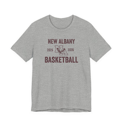 Adult Unisex Vintage Distressed New Albany Basketball Graphic Short Sleeve Soft Tee