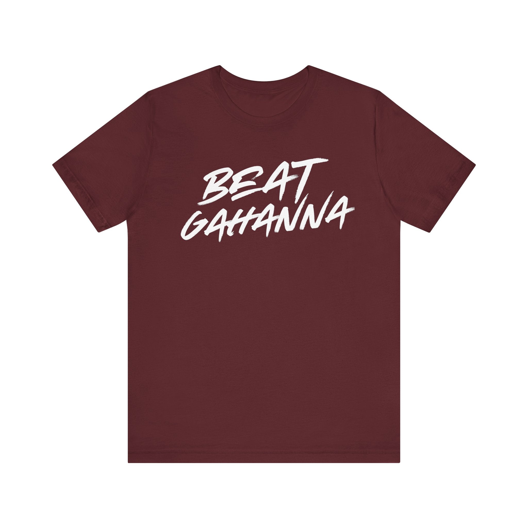 Adult Unisex BEAT GAHANNA Graphic Short Sleeve Soft Tee - Maroon/White