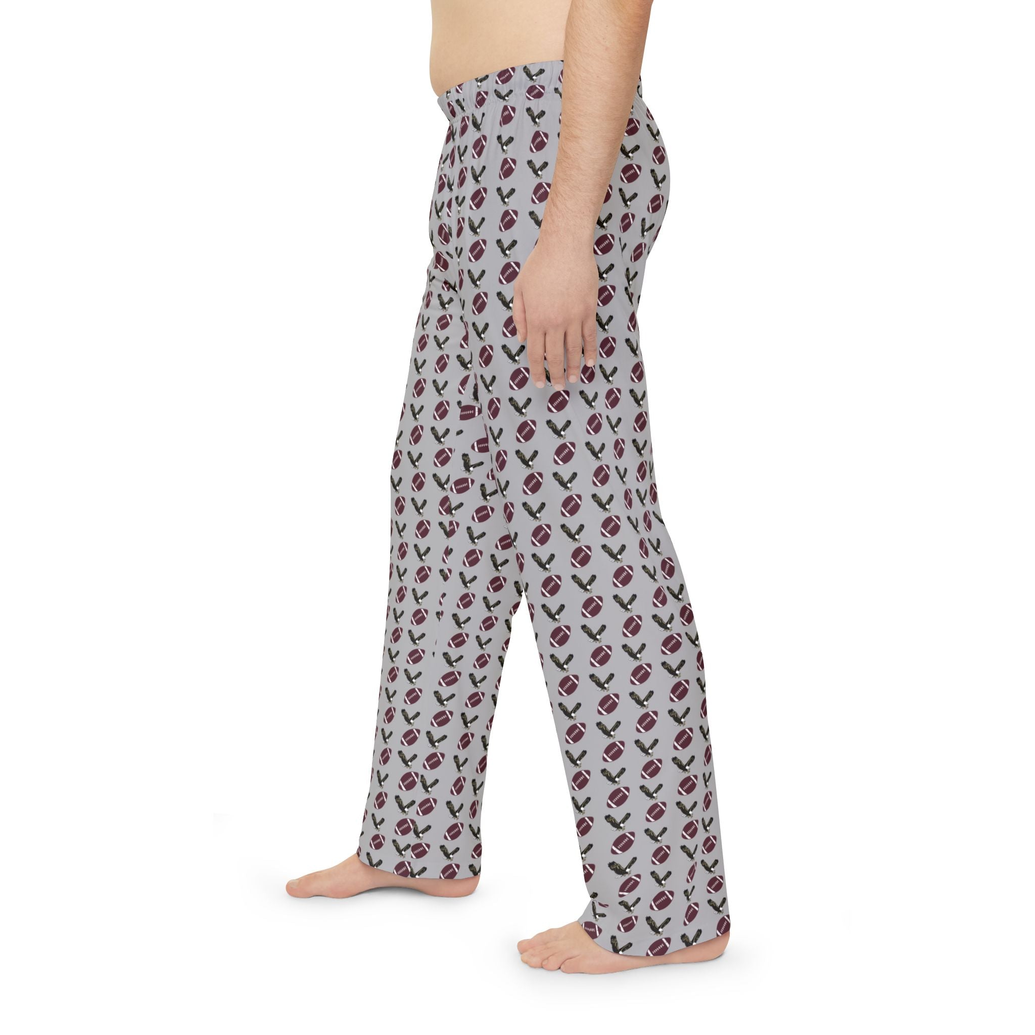 Adult Unisex Grey Pajama Pants with Allover New Albany Football Eagle Print