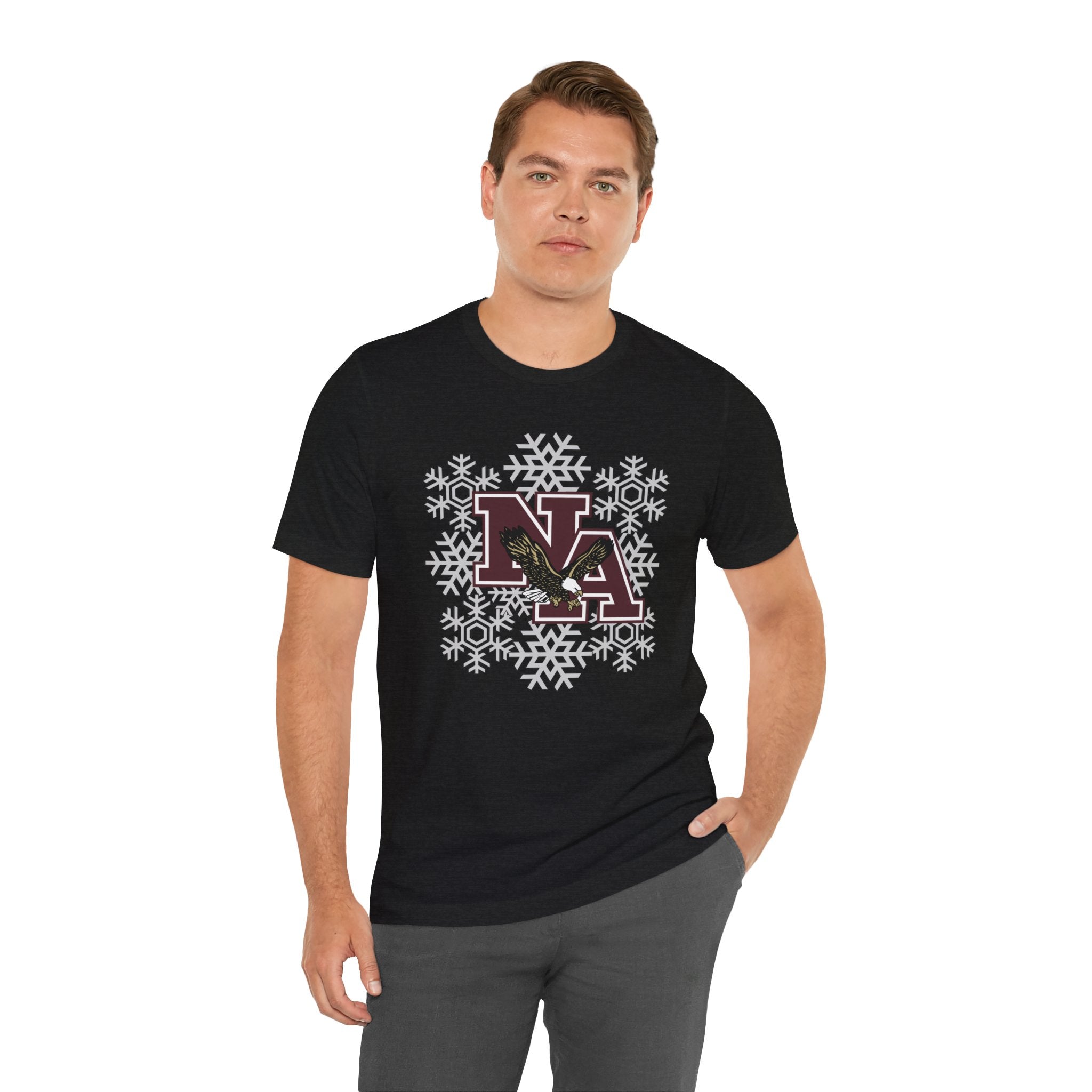 Adult Unisex New Albany Classic Logo Spirited Snowflake Graphic Short Sleeve Soft Tee
