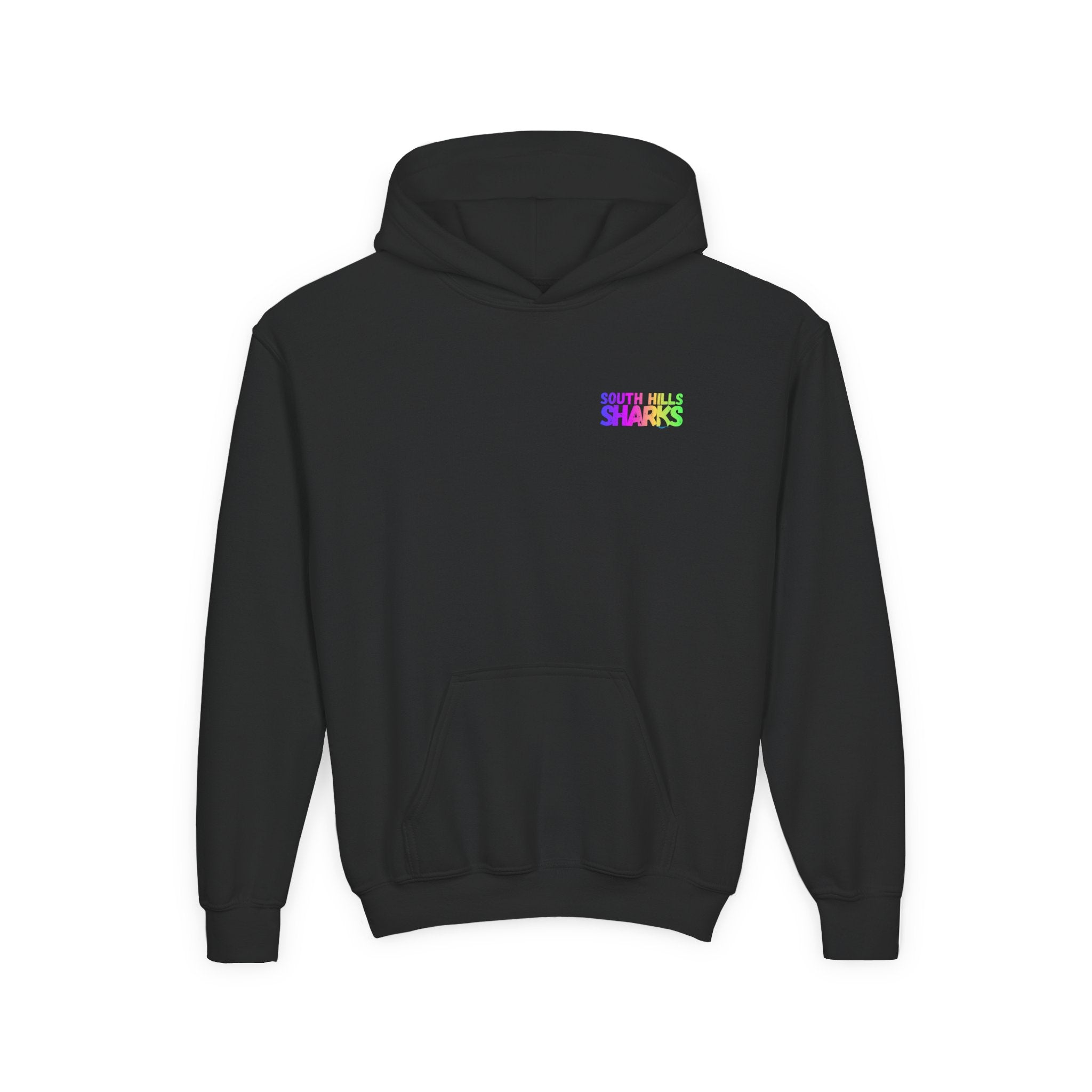 Youth South Hills Swim Team Neon Rainbow Graphic Hoodie