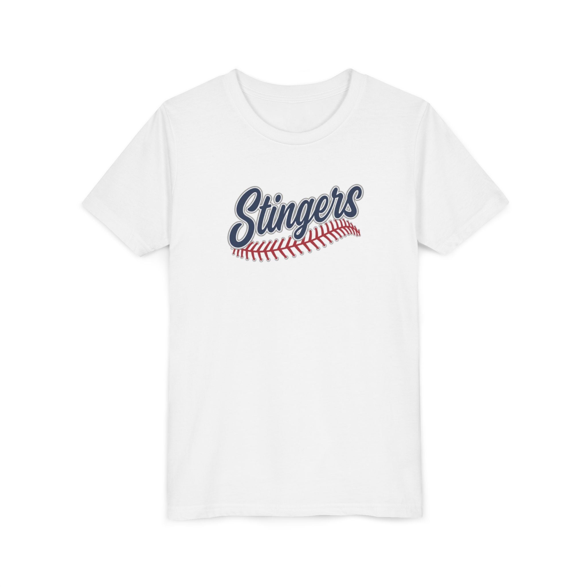 Youth Stingers Softball Stitches Graphic Short Sleeve Bella + Canvas Soft Tee