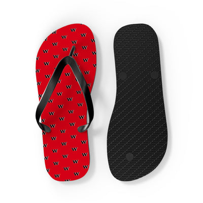 Weir Allover Black W Logo Print Flip Flops