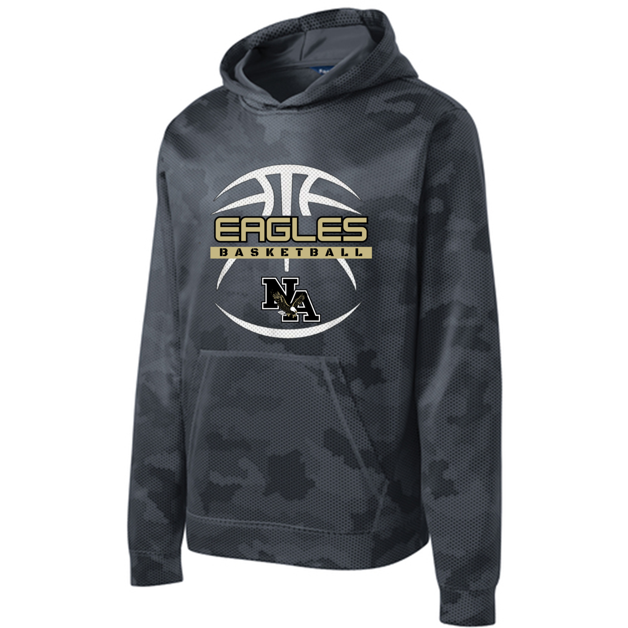 Youth Eagles Fast-Break Camo Basketball Sport-Wick Performance Fleece Hoodie