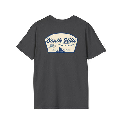 Adult Unisex South Hills Swim Club Home of the Sharks Graphic Short Sleeve Gildan Softstyle Tee