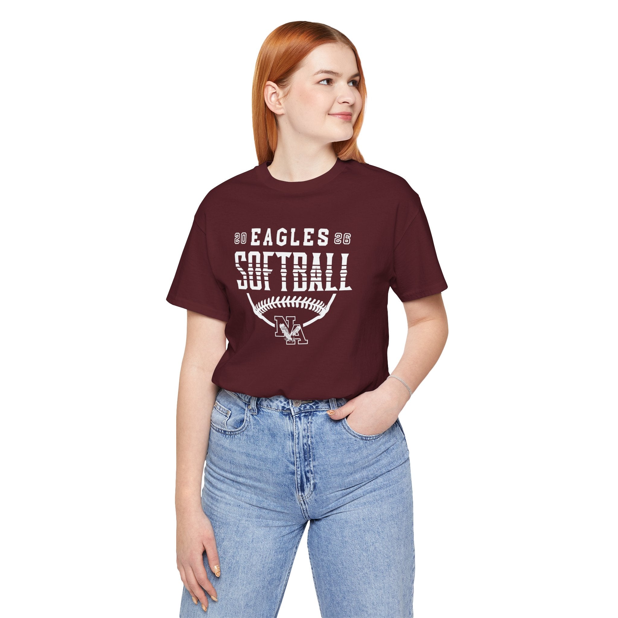 Adult Unisex New Albany Eagles Softball Strong Striped Graphic Short Sleeve Soft Tee