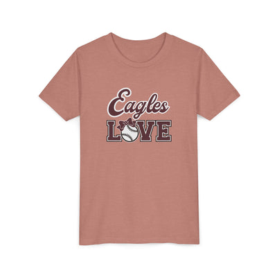 Youth Eagles Softball Love Graphic Short Sleeve Soft Tee