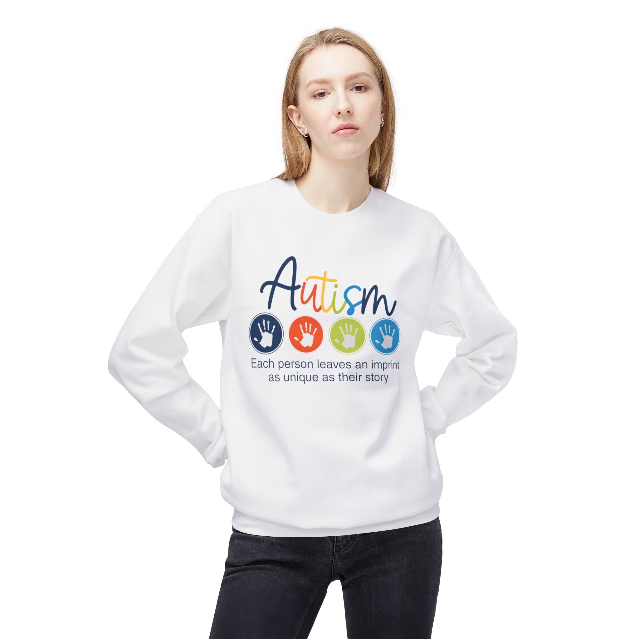 Adult Unisex Autism Imprint Graphic Soft Style Sweatshirt