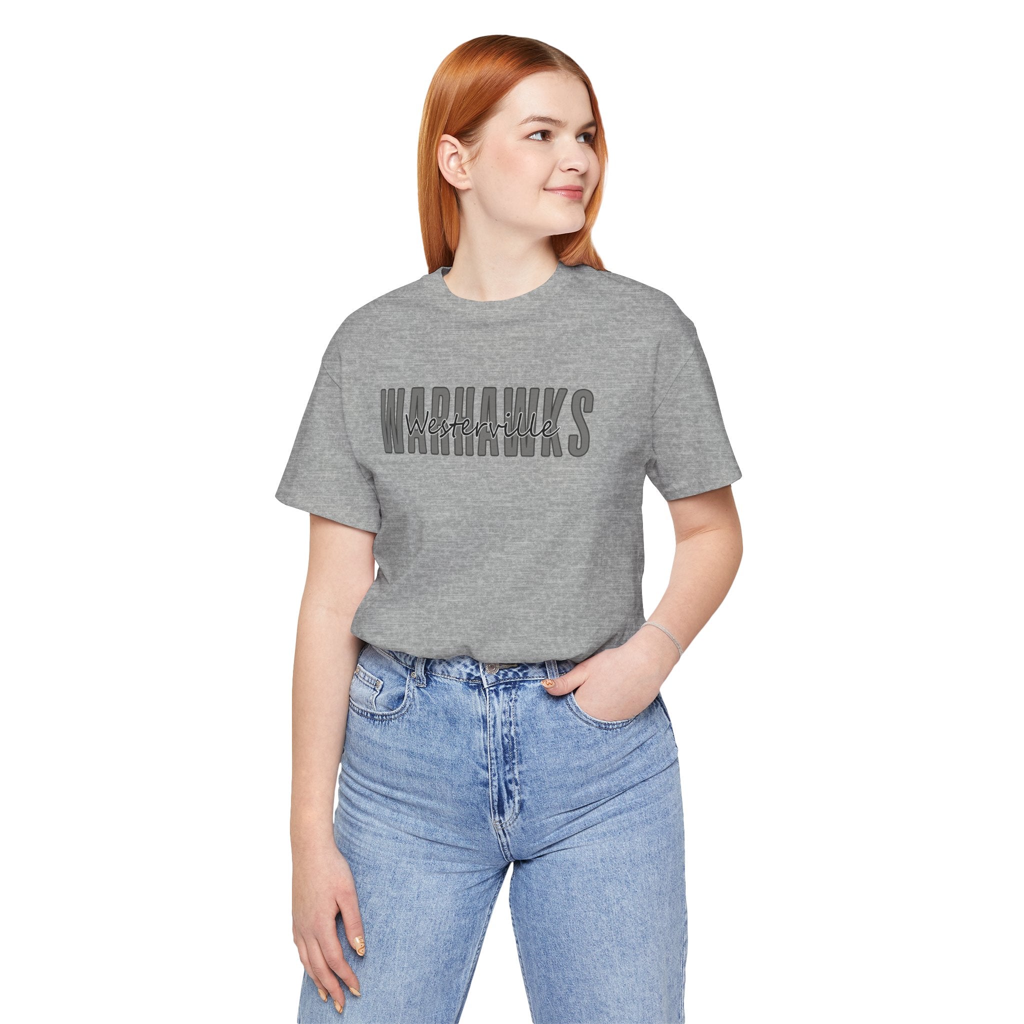 Adult Unisex Westerville Central Warhawks Spirit Script Graphic Short Sleeve Soft Tee