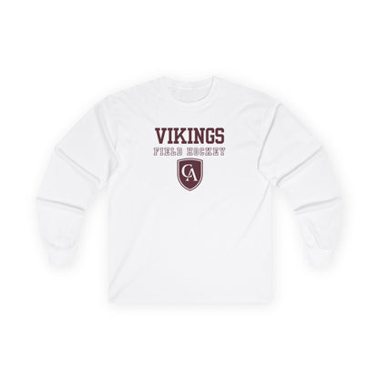 Adult Unisex Columbus Academy Vikings Field Hockey Graphic Gildan Long Sleeve Tee