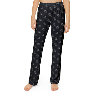 Youth Pajama Pant in Black with Allover Classic Black Logo Print