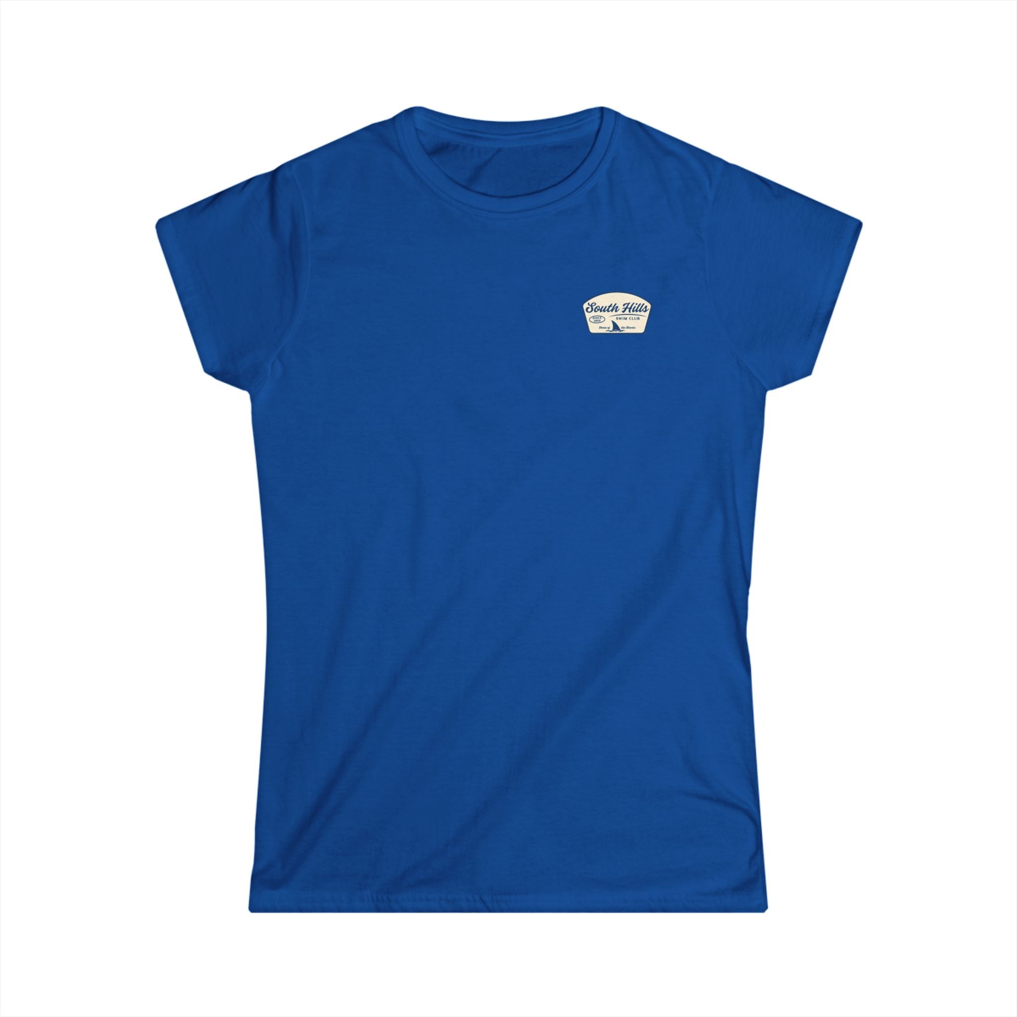 Women's South Hiils Swim Club Home of the Sharks Graphic Short Sleeve Gildan Softstyle Tee