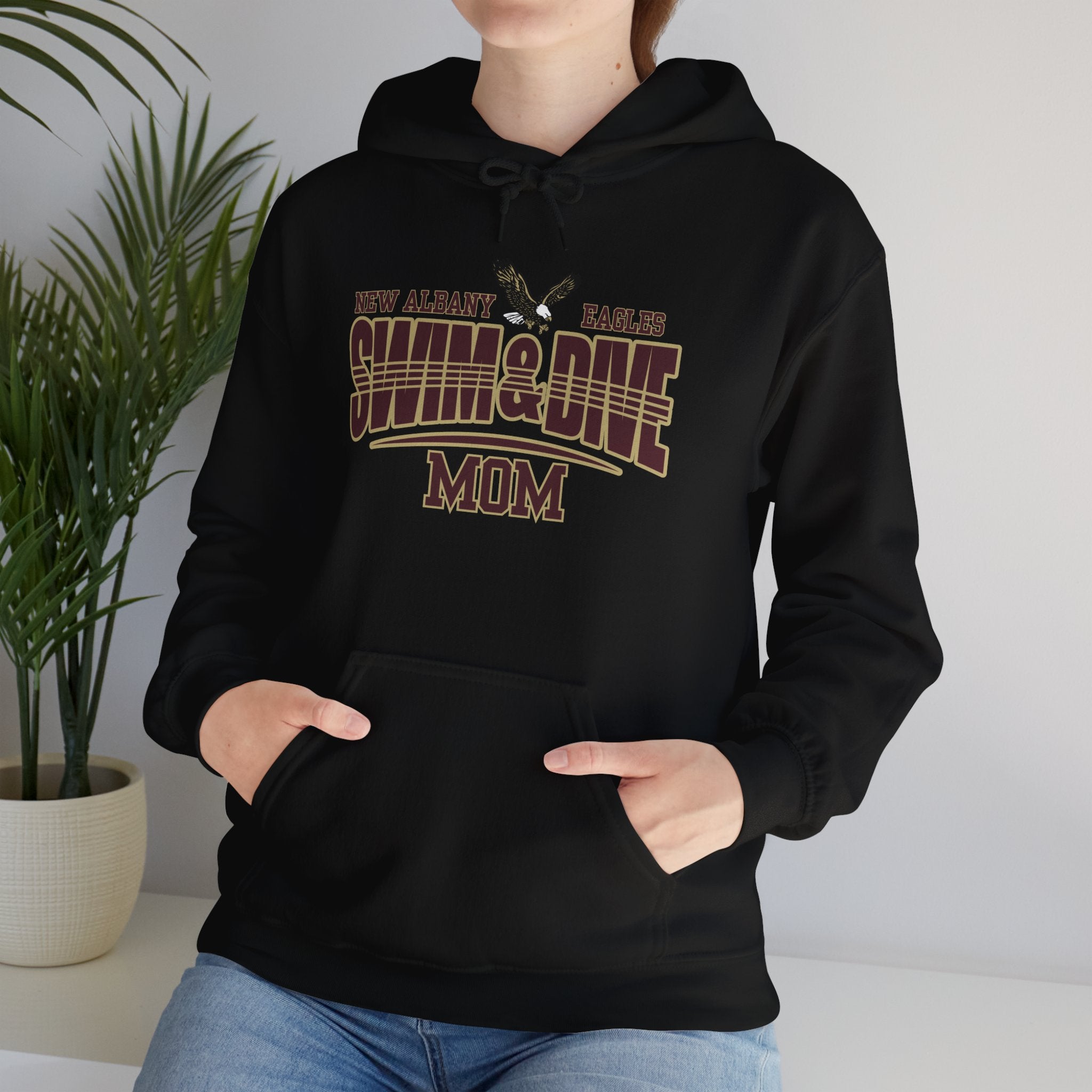 Women's Swim & Dive Dual Tone Eagles Effect Mom Graphic Hoodie