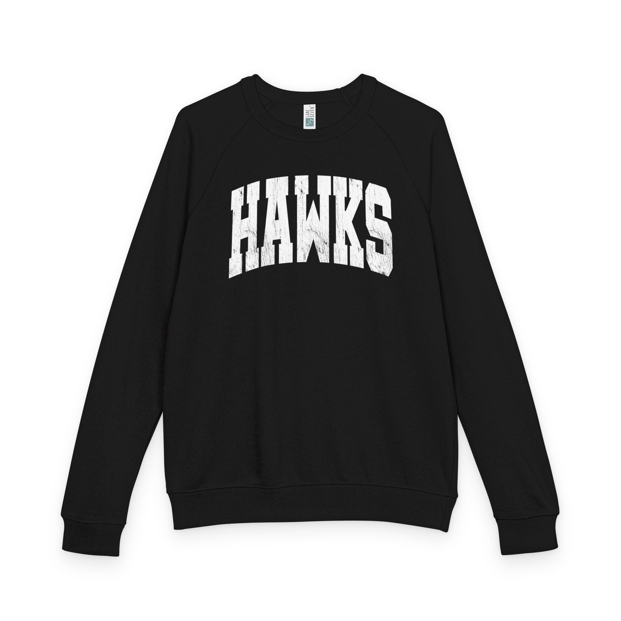 Adult Unisex Westerville Central Distressed Oversized Hawks Graphic French Terry Raglan Crewneck