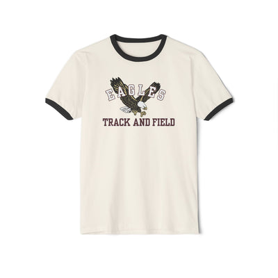 Adult Unisex Flying Track and Field Eagle Graphic Short Sleeve Ringer Tee