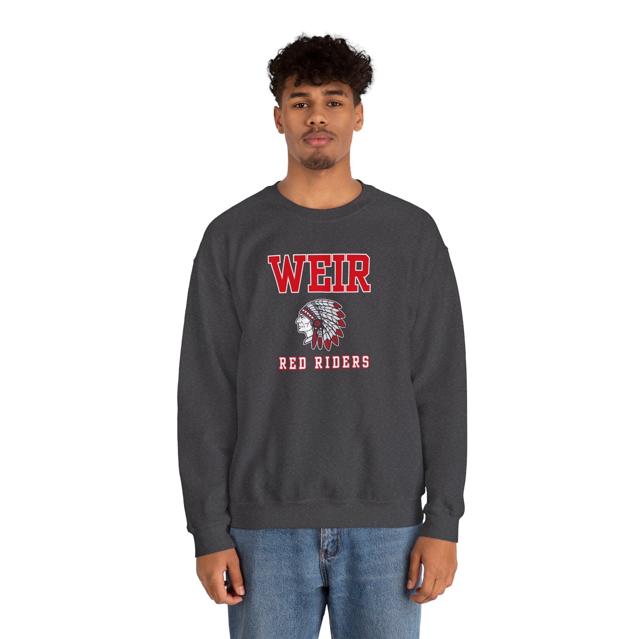 Adult Unisex Weir Red Riders Classic Mascot Graphic Sweatshirt