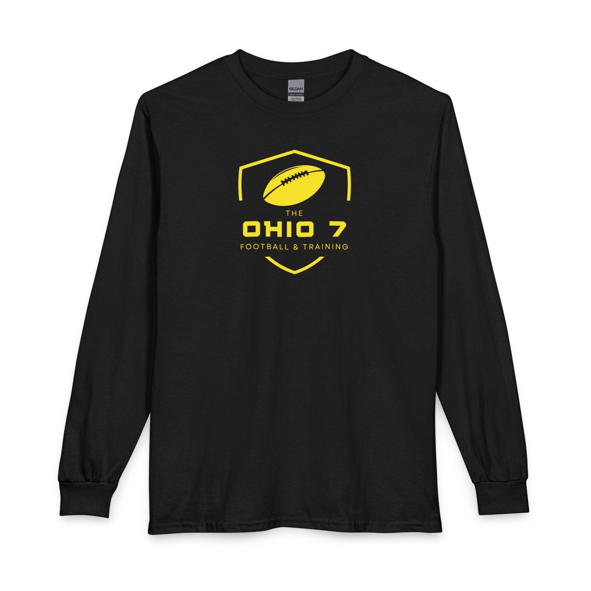 Adult Unisex The Ohio 7 Yellow Logo Long Sleeve Gildan Tee