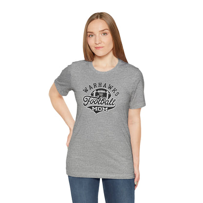Adult Unisex Warhawks Spirit Script Football Mom Graphic Short Sleeve Soft Tee