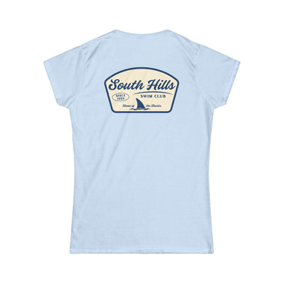Women's South Hiils Swim Club Home of the Sharks Graphic Short Sleeve Gildan Softstyle Tee
