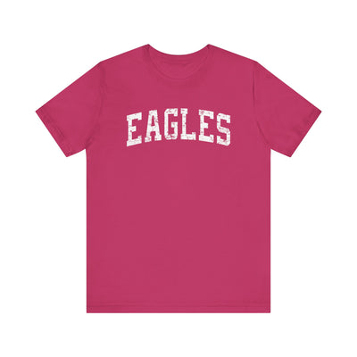 Adult Unisex Distressed Eagles Graphic Short Sleeve Soft Tee - PINK OCTOBER
