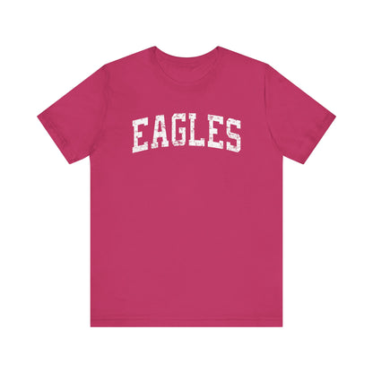 Adult Unisex Distressed Eagles Graphic Short Sleeve Soft Tee - PINK OCTOBER