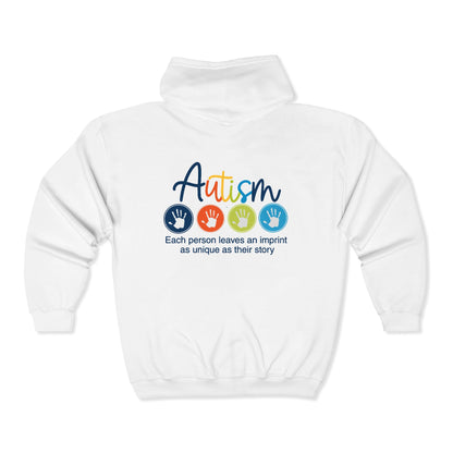 Adult Unisex Autism Imprint Graphic Full-Zip Sweatshirt