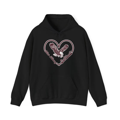 Adult Unisex Eagles Softball Heart Graphic Hoodie