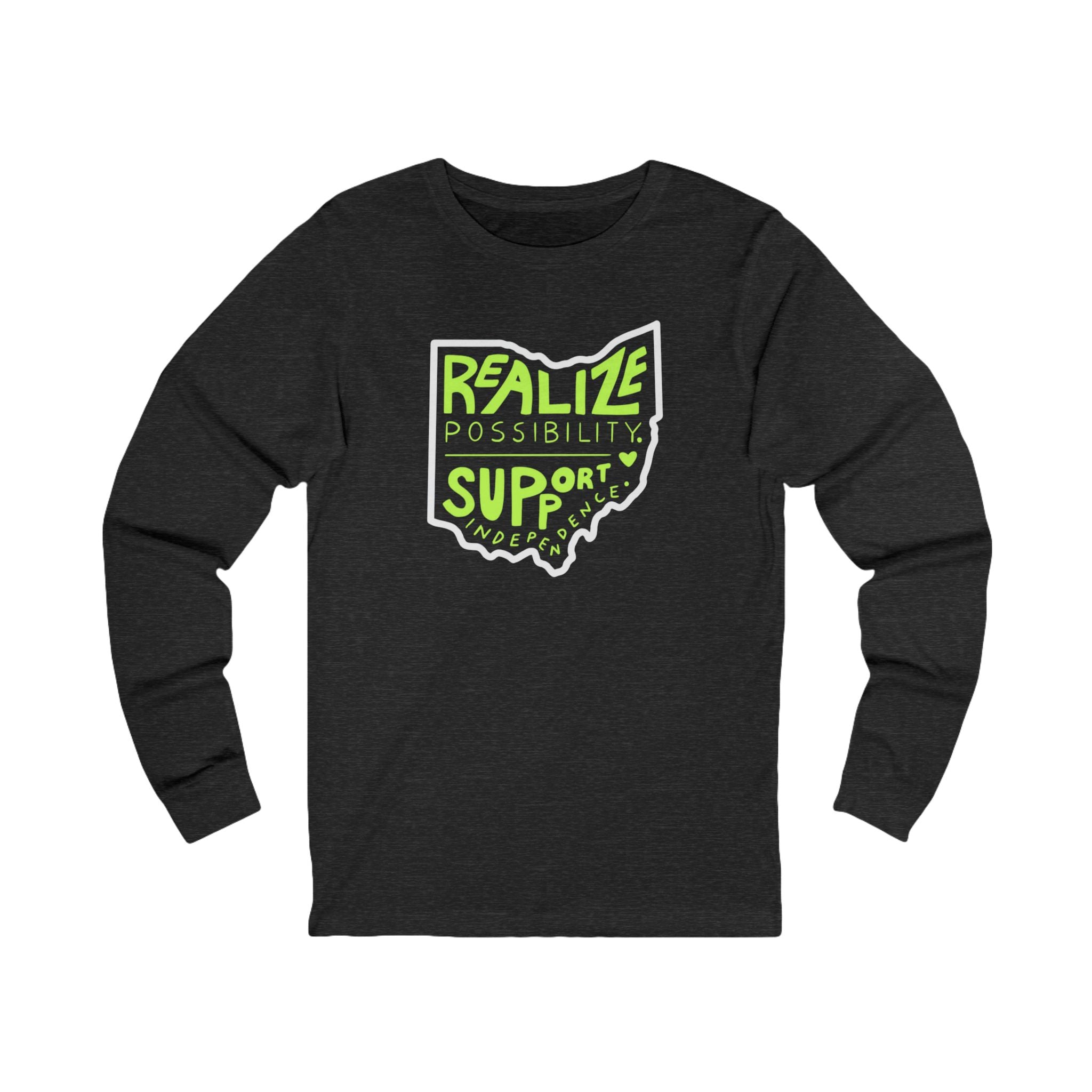Adult Unisex Realize Possibility Support Independence Graphic Long Sleeve Soft Tee