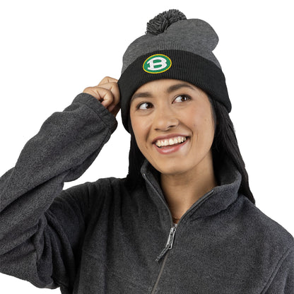Pom Pom Knit Hat with Embroidered Classic Brooke Logo