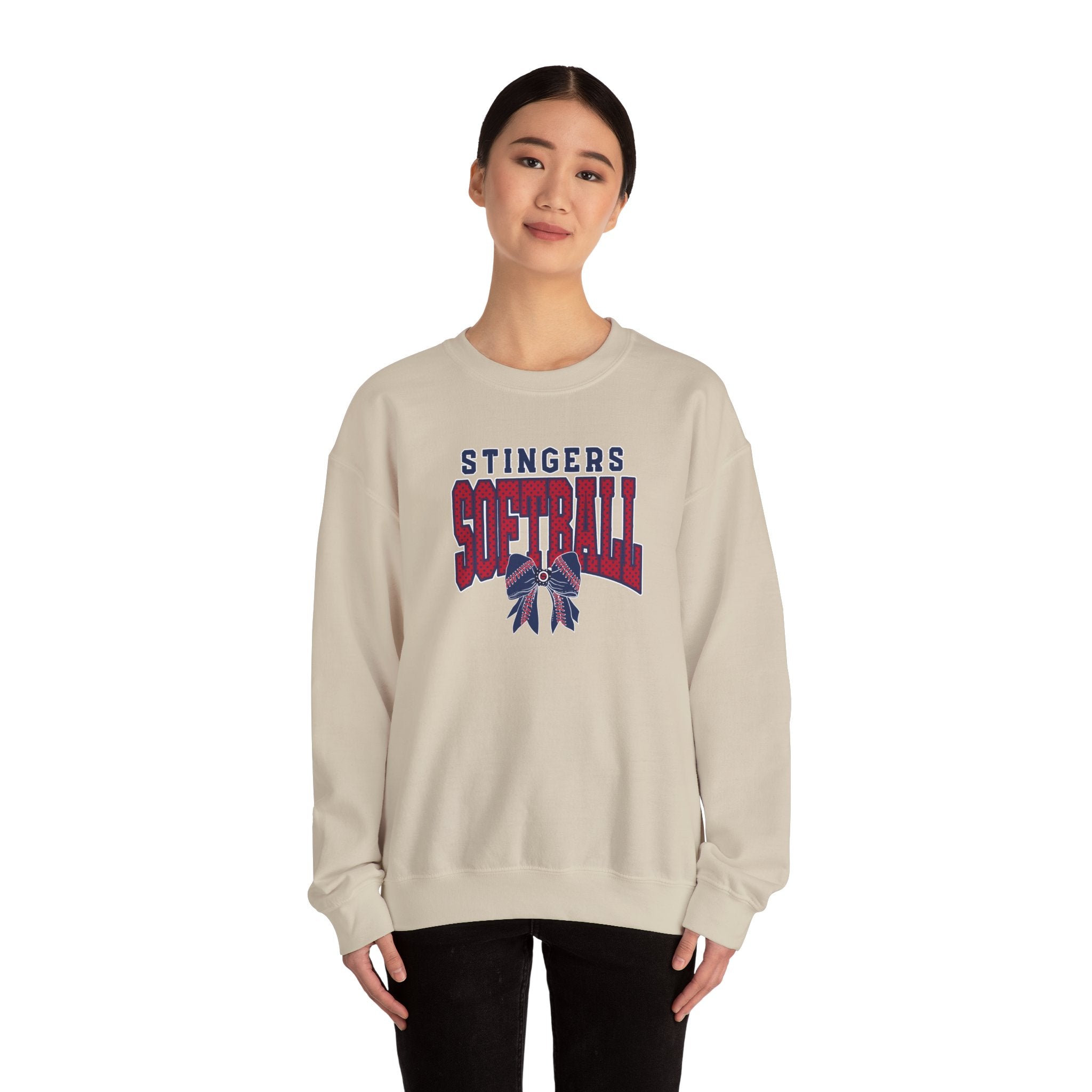 Adult Unisex Stingers Softball Stitched Bow Graphic Sweatshirt