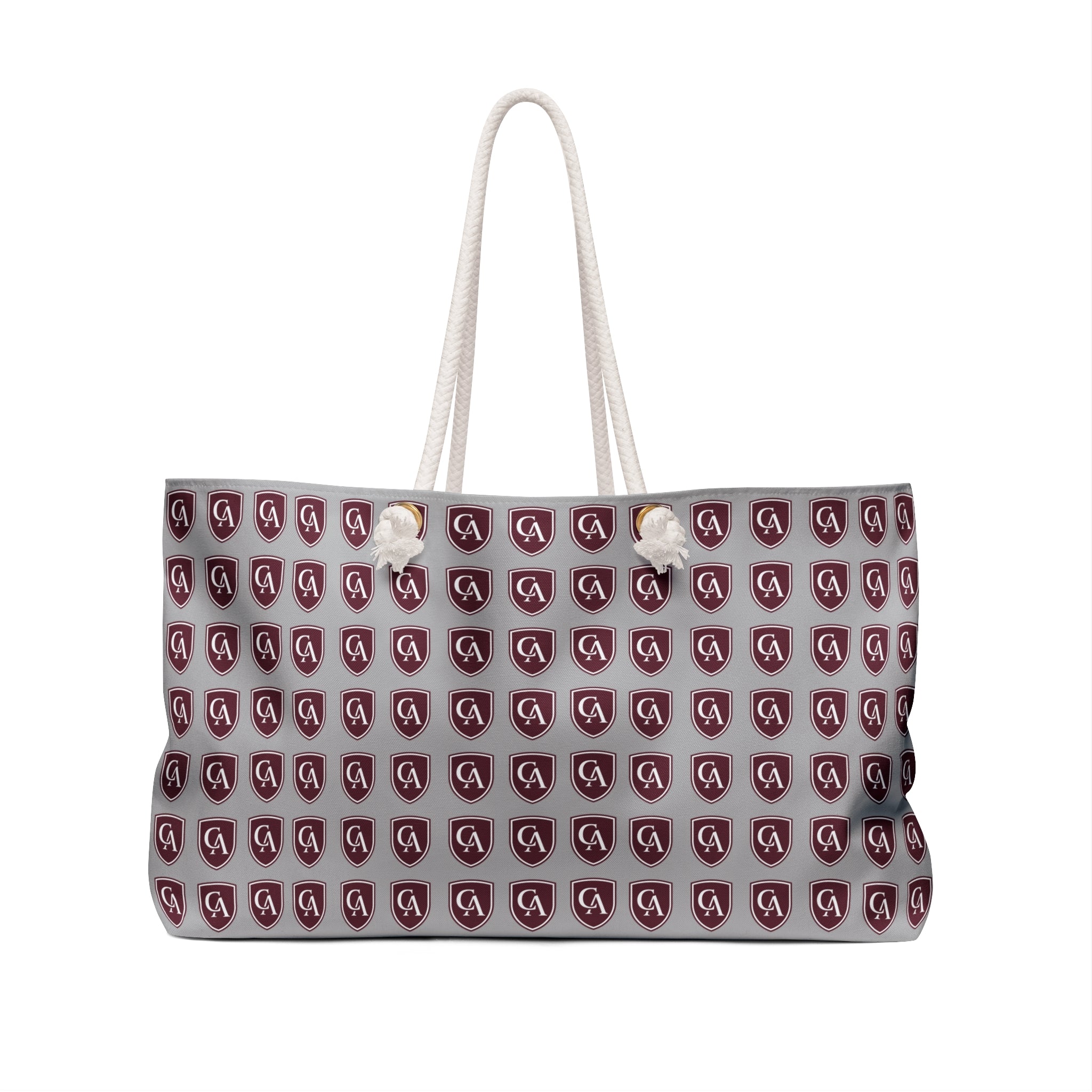 Columbus Academy Allover Logo Print Large Grey Tote