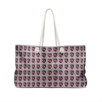 Columbus Academy Allover Logo Print Large Grey Tote