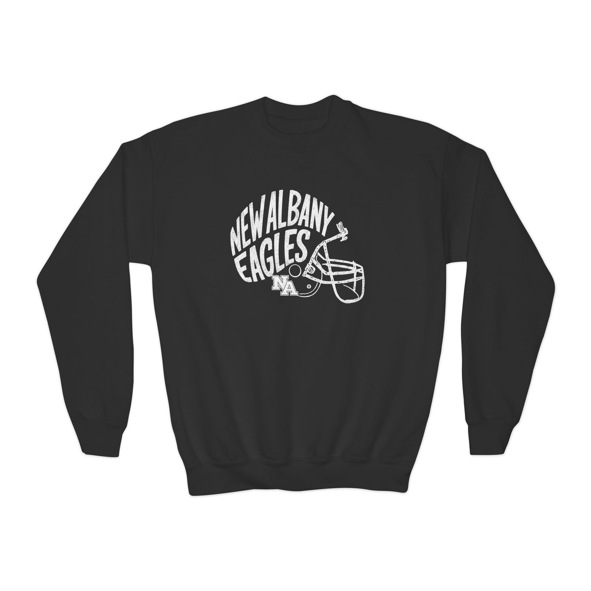 Youth New Albany Vintage Vibes Football Helmet Graphic Gildan Heavy Blend Sweatshirt