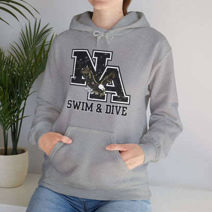 Adult Unisex Swim and Dive Black Vintage Distressed Logo Graphic Hoodie