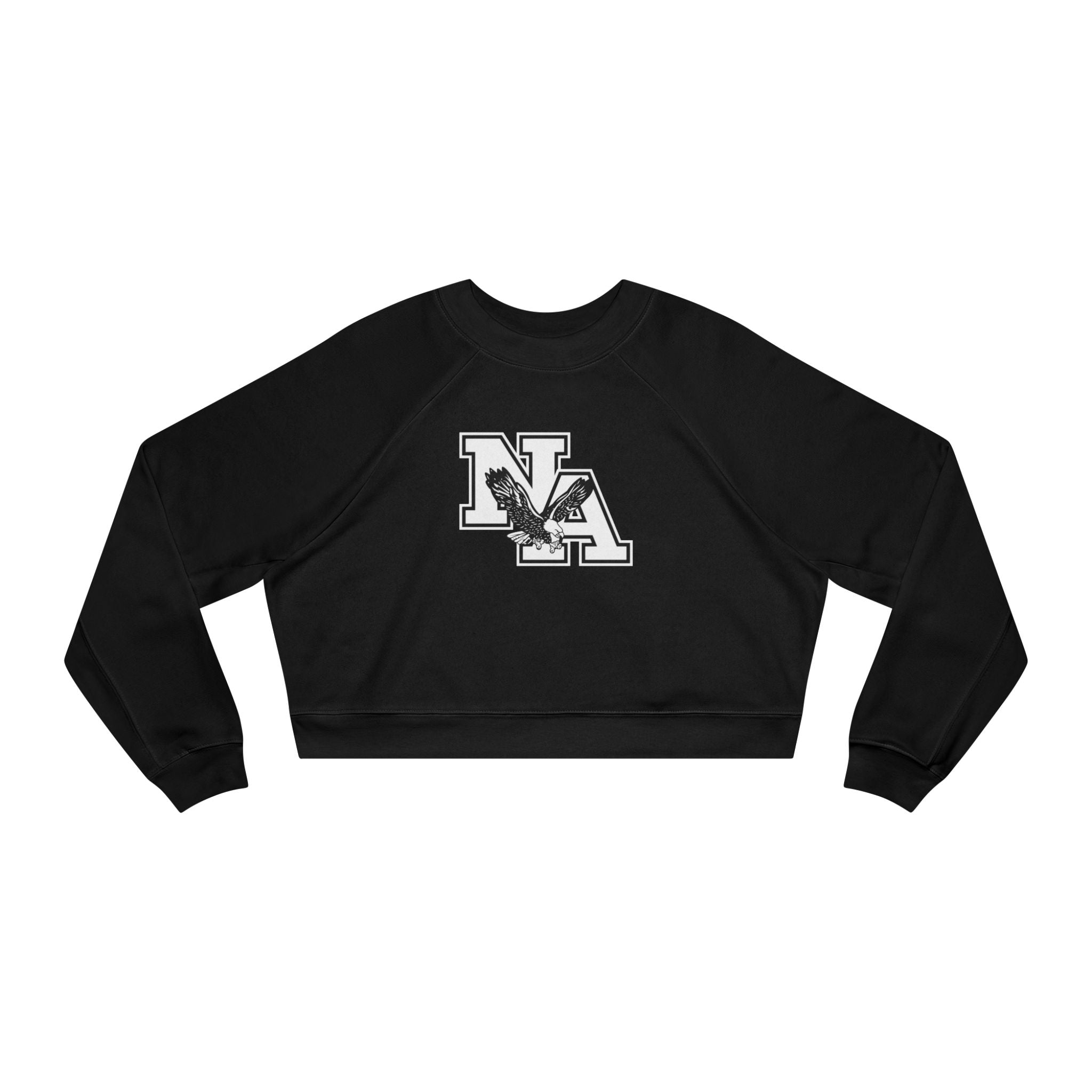 Women's White/Black Classic NA Logo Cropped Fleece Sweatshirt
