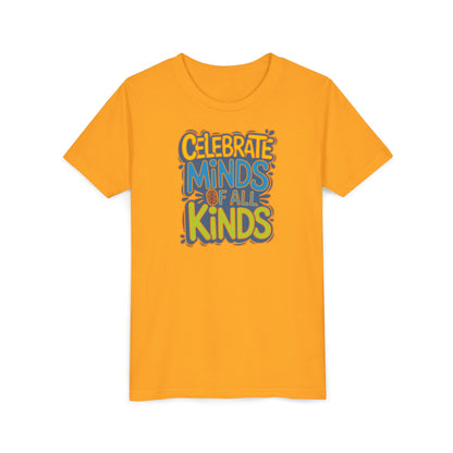 Youth Celebrate Minds Bubble Font Graphic Short Sleeve Soft Tee - Bridgeway Academy